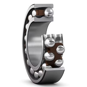 1200 series – Self-aligning ball bearing with two rows of balls and spherical outer raceway. Moderate misalignment compensation. Fans, blowers, conveyors.