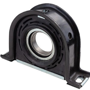 Center Support Bearing Bearing unit mounted in a rubber cushion and bolted to the vehicle underbody.