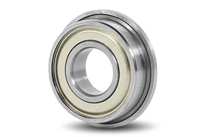 F606ZZ-Standard flanged shielded bearing (6x17x6 mm). The flange provides axial location on small conveyor roller shafts, light-duty pulley systems, and simple indexing machinery.