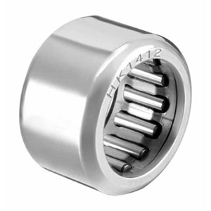 HK series – Drawn cup needle roller bearing with open ends. Compact and lightweight, used in automotive transmissions and two‑stroke engine connecting rods.