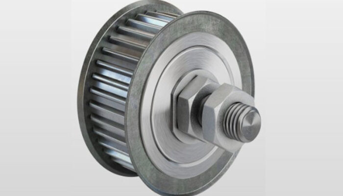 An idler pulley is a passive guide wheel that is bolted to a fixed mounting point on the engine.