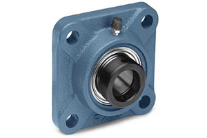 SAF205 Square flange bearing unit with SA205 eccentric locking insert.