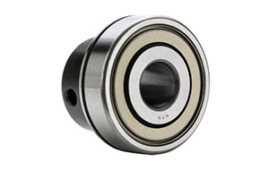 UE307 — Heavy-duty eccentric locking collar insert bearing with flat head for 35mm shaft.