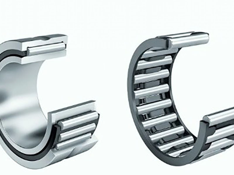 Full complement needle roller bearing without cage vs caged needle roller bearing showing roller count difference and speed capacity trade-off